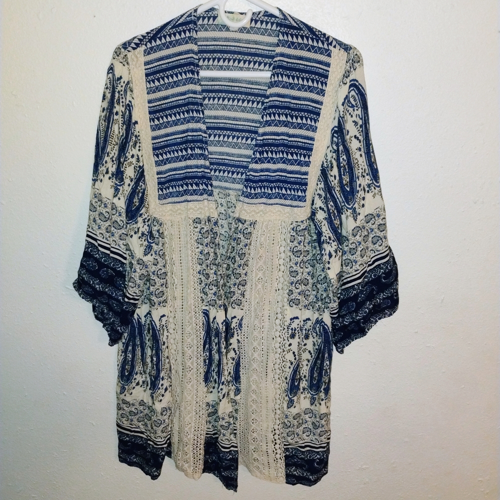 Altar'd State Blue and Cream Tunic